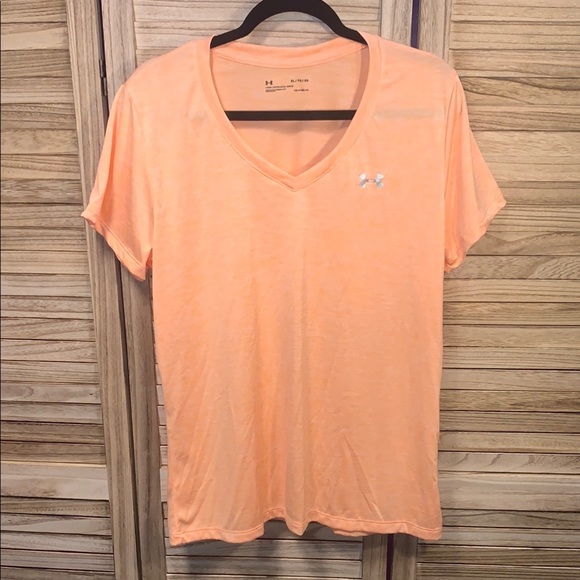 Under Armour Women's Orange V-Neck Top Size XL - Picture 1 of 4